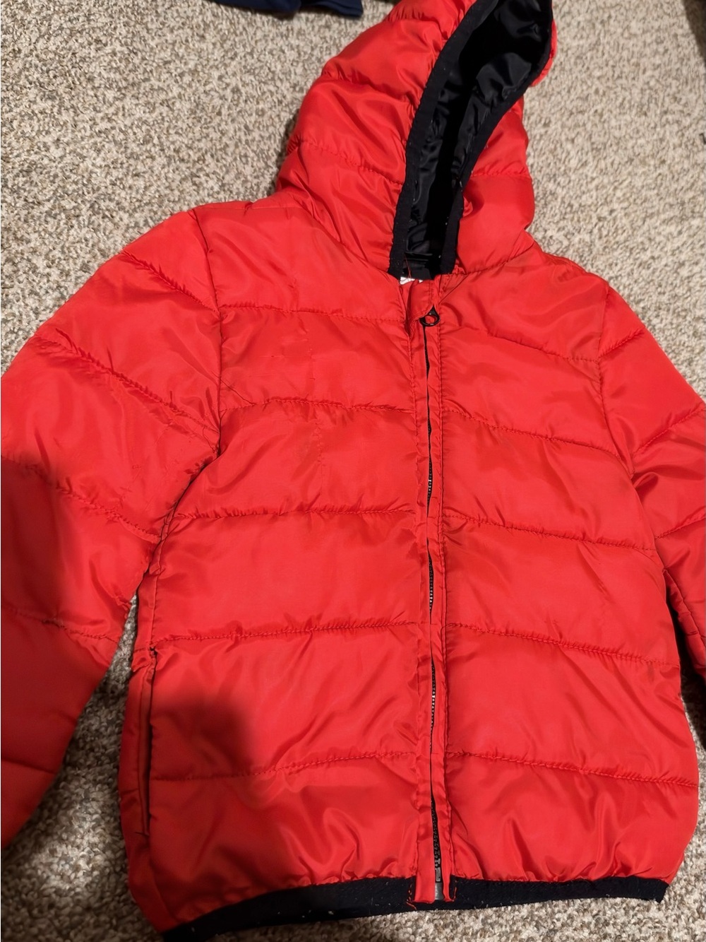 Kids Red Hooded Puffer Jacket